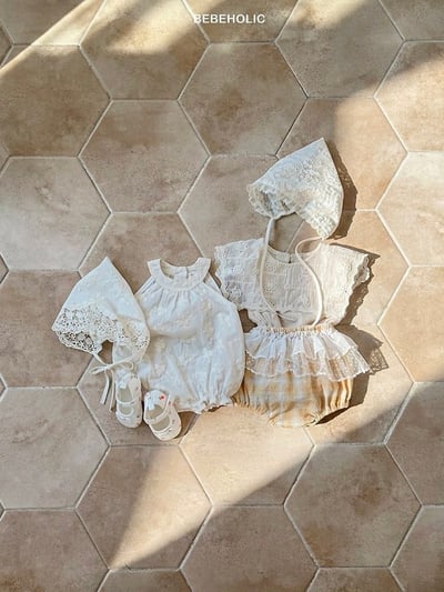 Bebe holic18｜(3m-18m) 繡花露肩吊帶褲9
