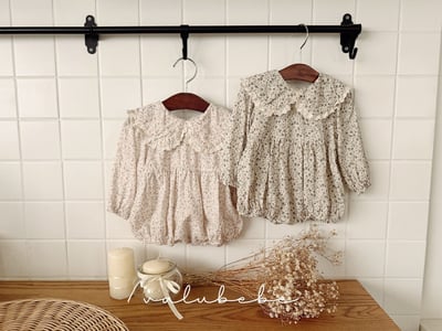 Valubebe14｜(65-80) 翻領碎花包屁衣7