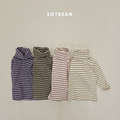 Soybean78｜(75cm-118cm) 高領條紋上衣5
