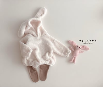 my_bebe20｜(-6m-12m-) 刷毛小兔連帽包屁衣16