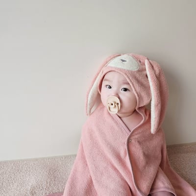 LEMONADE32｜(free) 2色小兔小熊連帽浴巾4