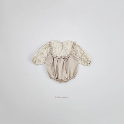 bebe nine28 (65-85) 2色拚色荷葉滾邊包屁衣12