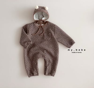 my_bebe24｜(-6m-12m-) 絎縫印花連身衣含帽子8
