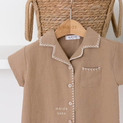 M-KIDS35｜(65-80cm) 棉麻滾線連身衣6