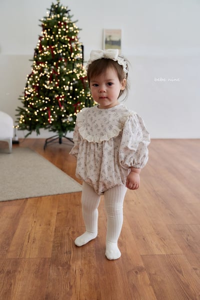 bebe nine11 (55cm-75cm) 2色蕾絲領碎花包屁衣4