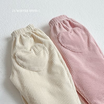 vivid25｜(78cm-125cm) 燈芯絨愛心口袋長褲2