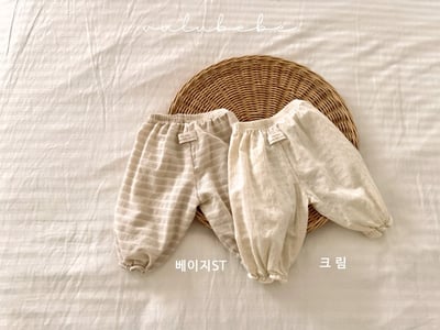 Valubebe18｜(65-90) 條紋縮口棉褲6