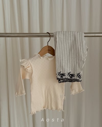 AOSTA31｜(6m-5y) 花卉壓紋/條紋直筒長褲4