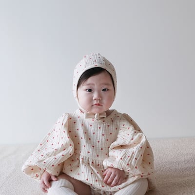 LEMONADE15｜(55cm-85cm) 2色滿滿愛心包屁衣含帽子17