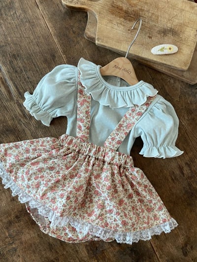 Anne Shirley21｜(3m-22m) 2色碎花玫瑰吊帶包屁裙4