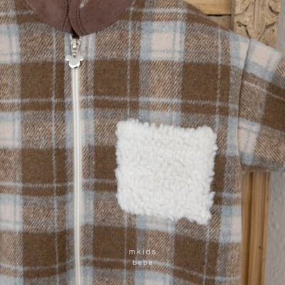 M-KIDS08｜(65-80cm) 1色刷毛格紋拉鍊連身衣9