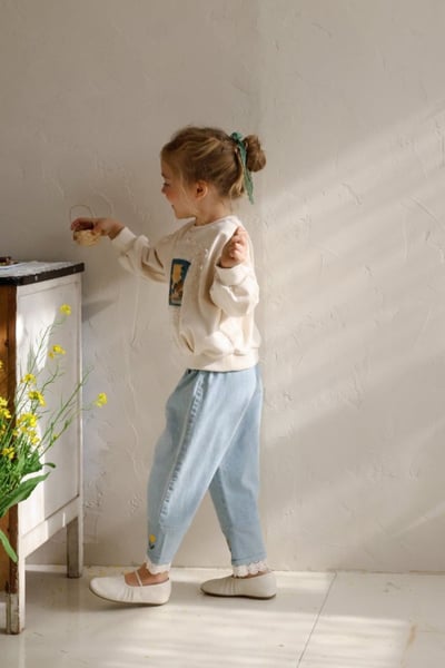 FLO50｜(75-140) 2色法式油畫插圖休閒上衣17