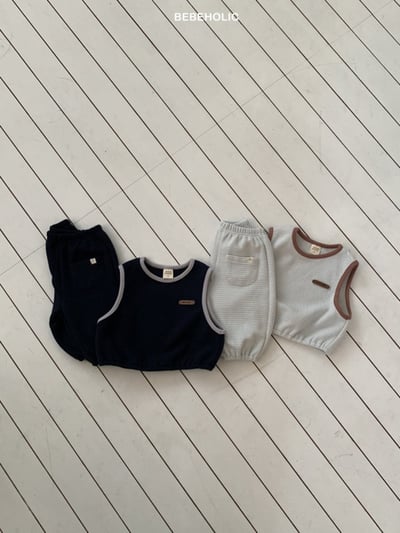 Bebe holic53｜(3m-18m) 滾邊壓紋無袖長褲套裝13