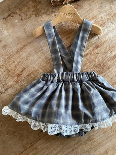 Anne Shirley17｜(3m-22m) 2色格紋/碎花蕾絲吊帶褲裙15