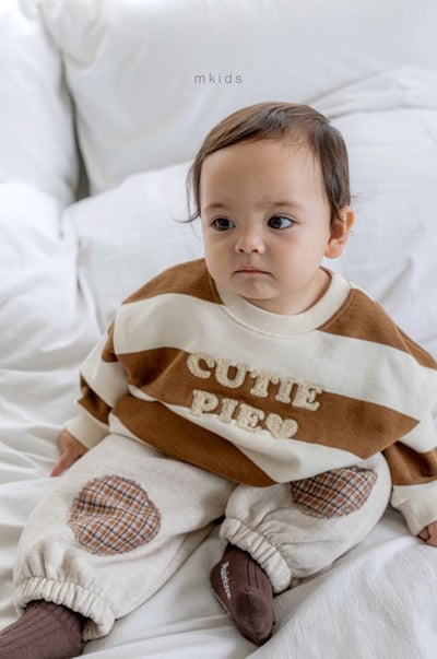 M-KIDS39｜(65-115cm) 2色格紋補丁縮口休閒褲7