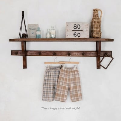 M-KIDS38｜(65-115cm) 2色磨毛格紋直筒褲5