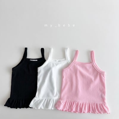 my_bebe33｜(80-120cm) 荷葉捲邊細肩背心4