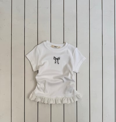 LePetitmot19｜(80-125cm) 蝴蝶結蕾絲上衣3