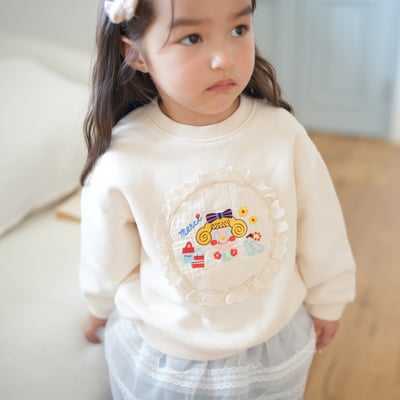 neneru34｜(85cm-125cm) 2色蕾絲印花休閒上衣4