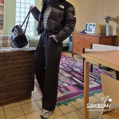 Soybean97｜(mom) 刷毛直筒休閒長褲13