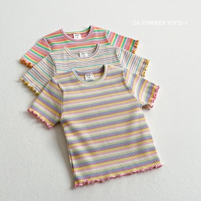 vivid49｜(78cm-125cm) 3款彩虹條紋木耳邊上衣4