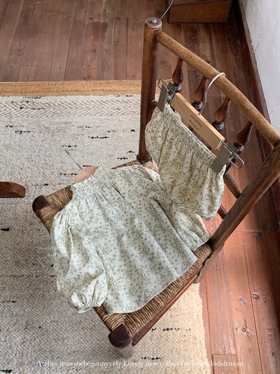 JE584｜(73-100cm) 復古碎花燈芯絨套裝6