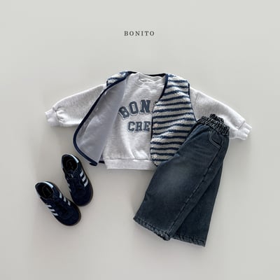 Bonito42｜(75cm-125cm) 條紋刷毛背心5