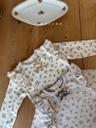 Marron 02｜(1y-6y) 碎花荷葉肩袖上衣9