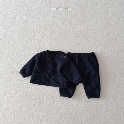 Lindo06｜(3m-18m) 壓紋開扣上衣套裝4