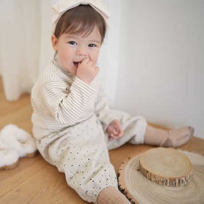 neneru06｜(60cm-85cm) 2色波點壓紋縮口褲5