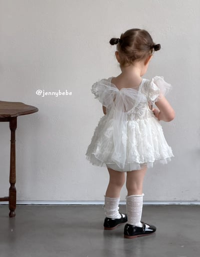 JE706｜(66-120cm) 玫瑰薄紗緞帶包屁衣/洋裝1