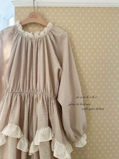 MONBEBE40｜(1y-8y-mom) 格紋蕾絲滾邊洋裝17