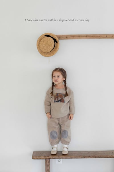 M-KIDS39｜(65-115cm) 2色格紋補丁縮口休閒褲11