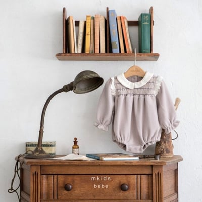 M-KIDS05｜(55-80cm) 2色抓皺圓領包屁衣4