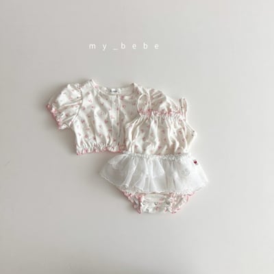 my_bebe15｜(58-72cm) 捲邊開襟外套包屁衣套裝2