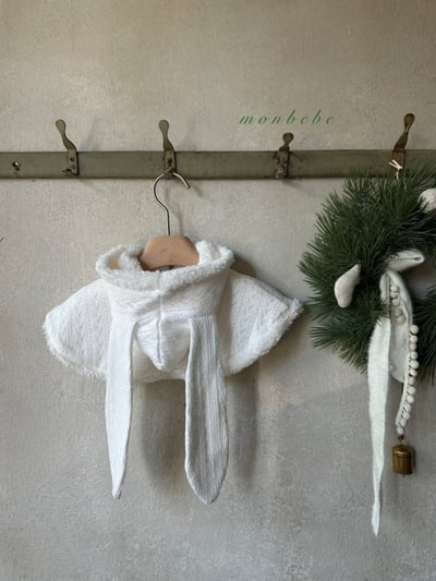 MONBEBE51｜(3m~36m) 刷毛小兔連帽斗篷3