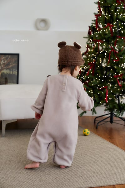 bebe nine04 (55cm-75cm) 2色磨毛荷葉圍兜設計連身衣5