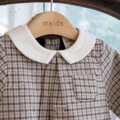 M-KIDS10｜(55-80cm) 2色口袋格紋圓領包屁衣11