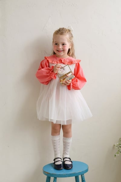 FLO16｜(75-140) 2色蕾絲滾邊薄紗洋裝15