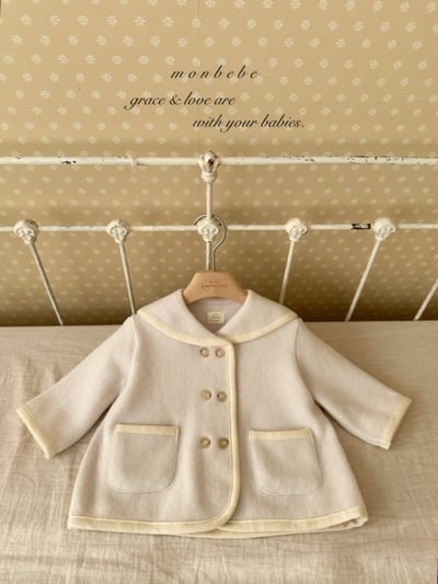 MONBEBE28｜(1y-8y) 滾邊排扣翻領外套5
