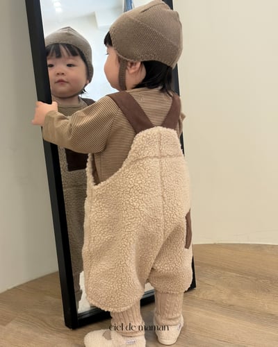 Cieldemaman06｜(6M~24M)  撞色絨毛吊帶褲11