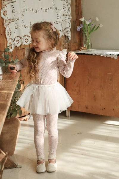 FLO41｜(75-140) 3色蕾絲邊碎花緊身褲6