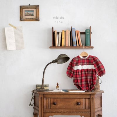 M-KIDS01｜(55-80cm) 1色聖誕格紋包屁衣8