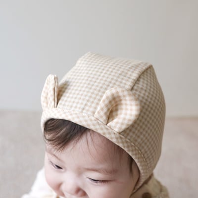 LEMONADE01｜(55cm-85cm) 2色格紋肩帶包屁衣含小熊帽子7