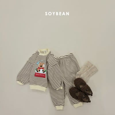Soybean56｜(75cm-118cm) 雪球印花條紋休閒套裝10