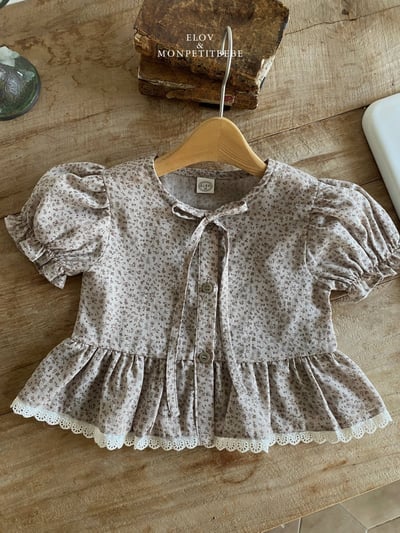 Mon petit16｜(73-118cm) 碎花裙擺公主袖襯衫5
