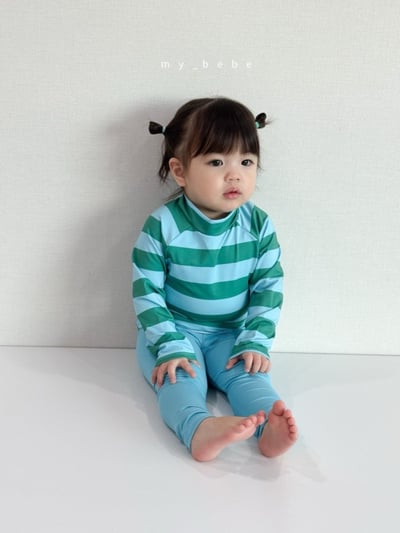 my_bebe06｜(75-105cm) 長袖防曬條紋泳衣14
