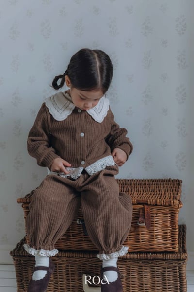 ROA11｜(80cm-120cm) 2色蕾絲翻領絨毛開衫上衣9