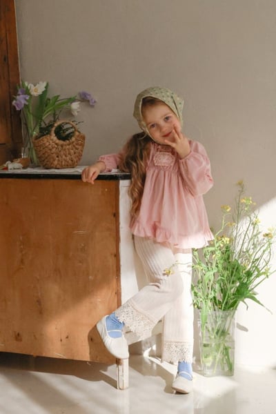 FLO39｜(75-140) 3色法式傘狀荷葉襯衫7