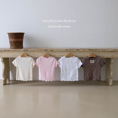 M-KIDS27｜(65-115cm) 捲邊蕾絲標上衣1